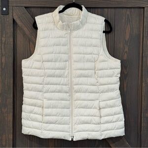 J. Jill Women’s Barley Ivory White Sleeveless Puffer Vest Jacket Size Large